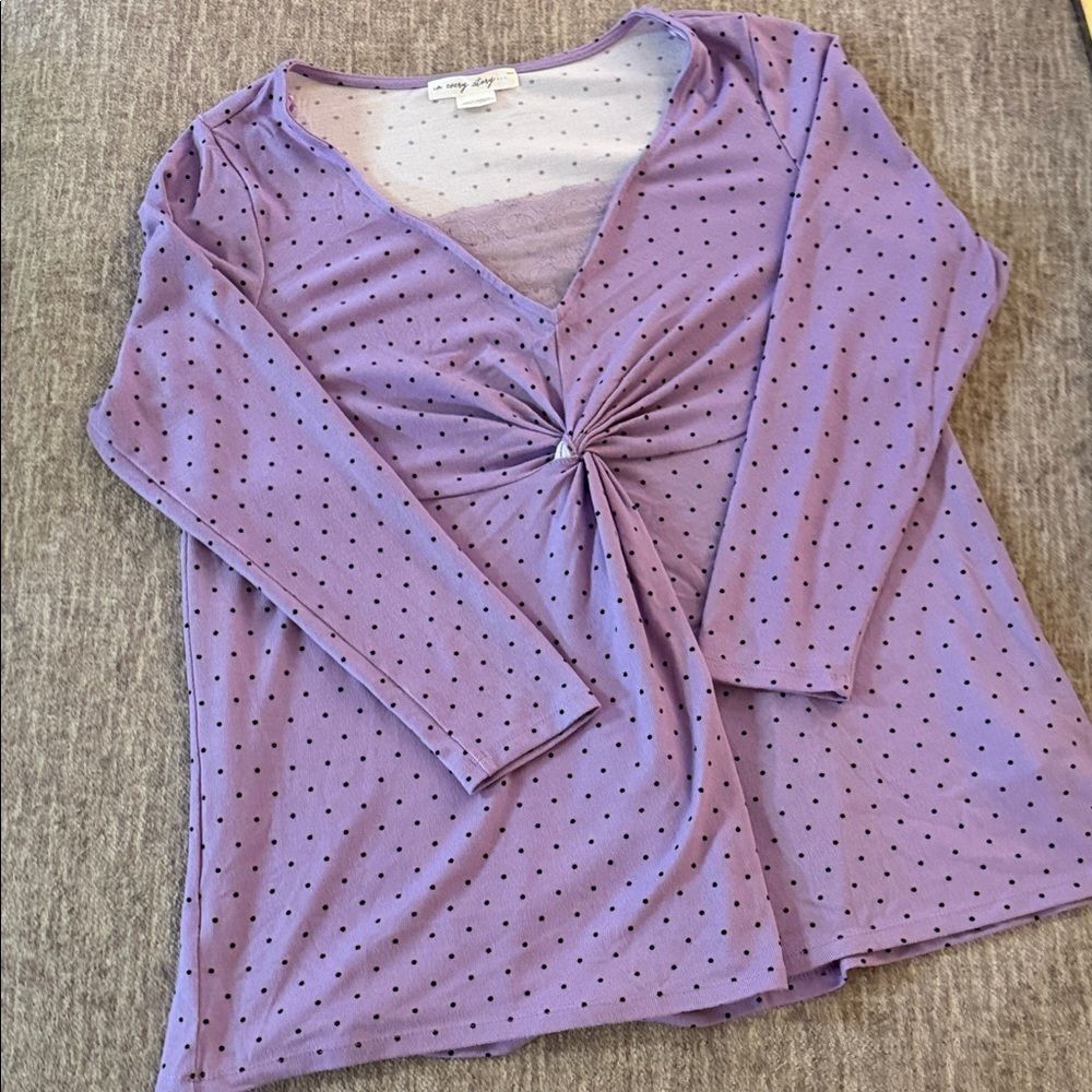 Elegant Lavender Twist Front Long Sleeve Top